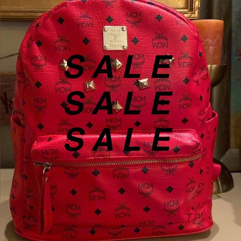MCM Visetos Stark Red Large Backpack